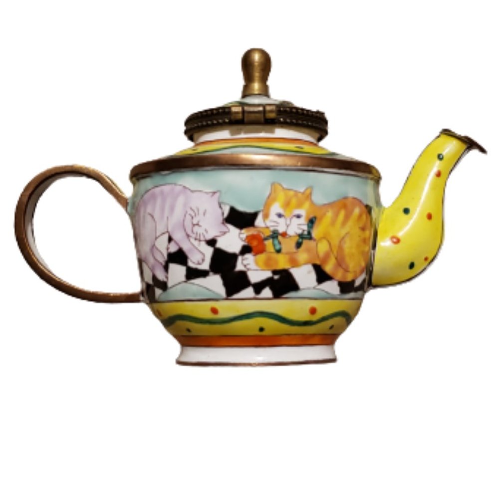 Kelvin Chen no.1005 Handpainted Mini Teapot Retro 2000 Vintage 3" x 5" Pre-owned
